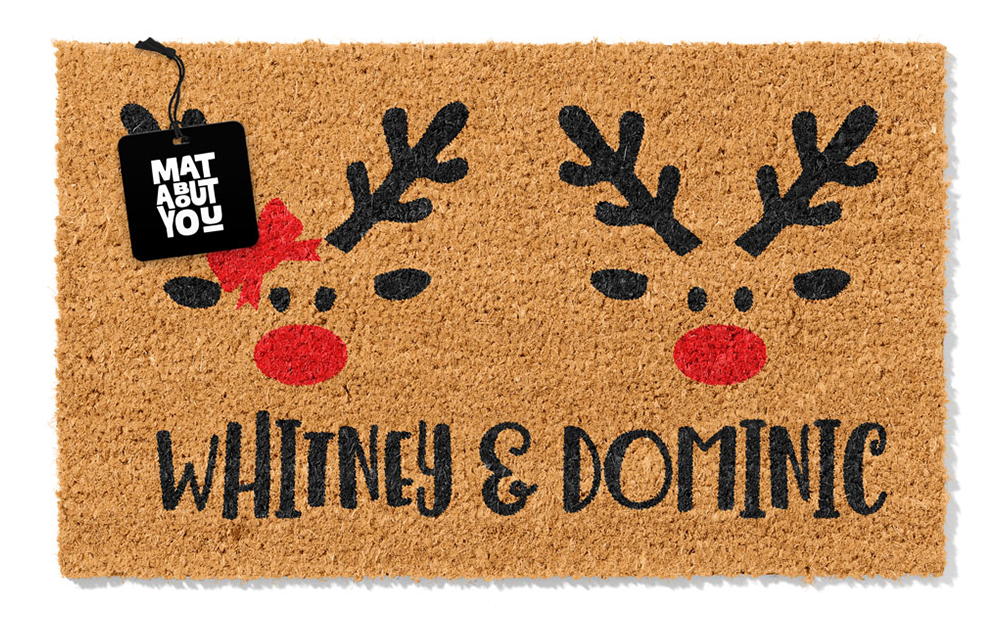 Personalised Doormat – Raindeer Couple Names