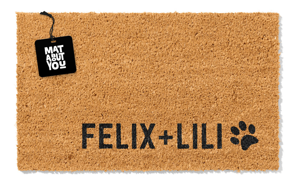 Personalised Doormat – Pet Names & Paw Print