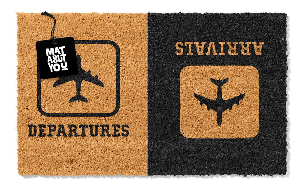 Departures & Arrivals Doormat – Funny Travel Welcome Mat