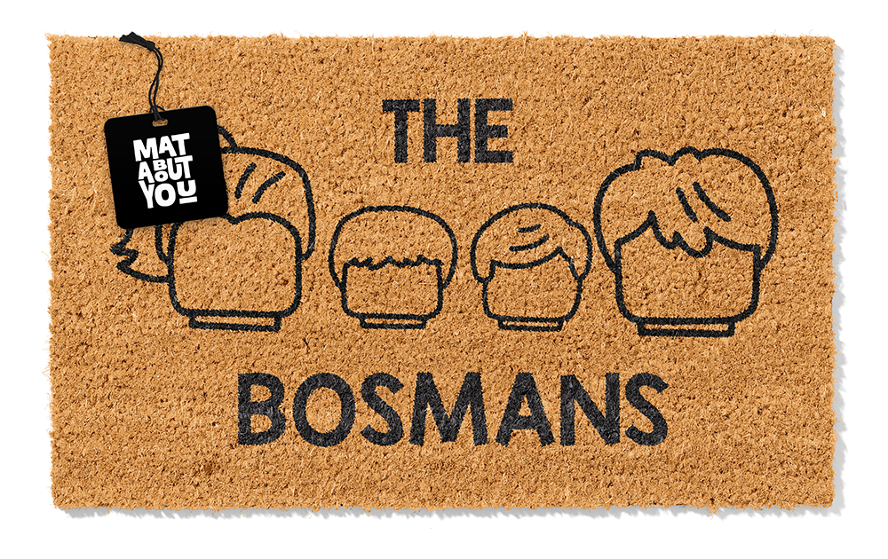 Personalised Family Lego Heads Doormat – Custom Name Coir Mat
