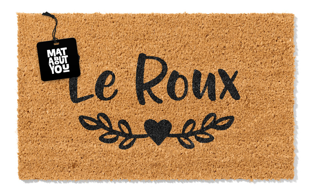 Personalised Doormat – Heart & Vine Name Design