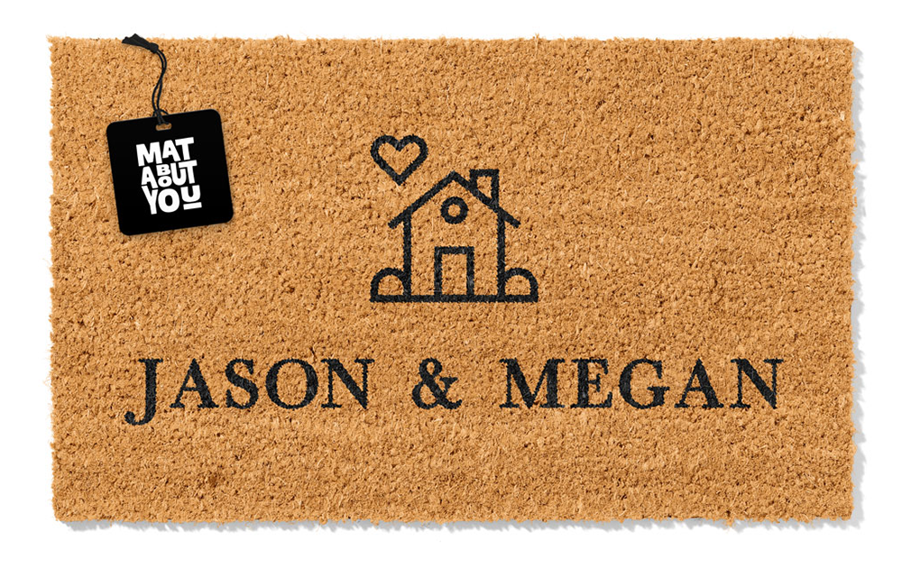 Personalised Doormat – House & Heart Couple Design
