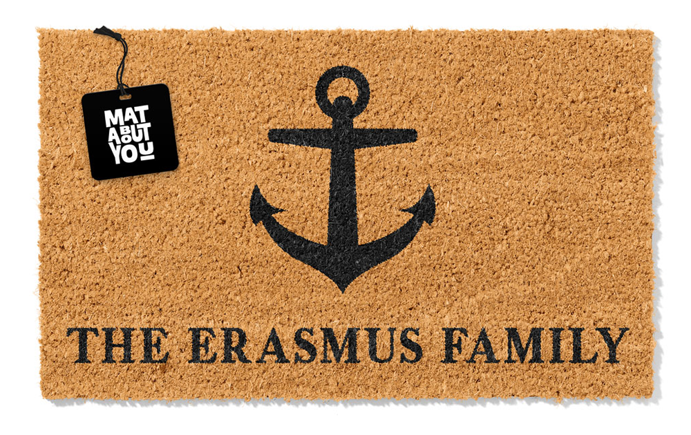 Anchor Family Doormat – Personalised Nautical Coir Mat