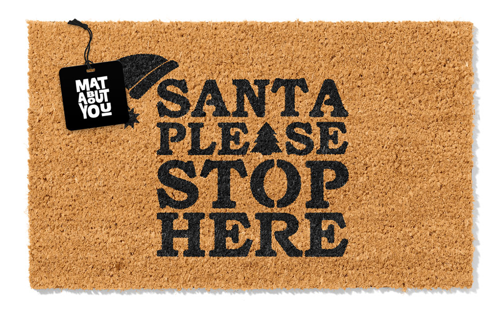 Santa Please Stop Here Doormat – Festive Coir Mat
