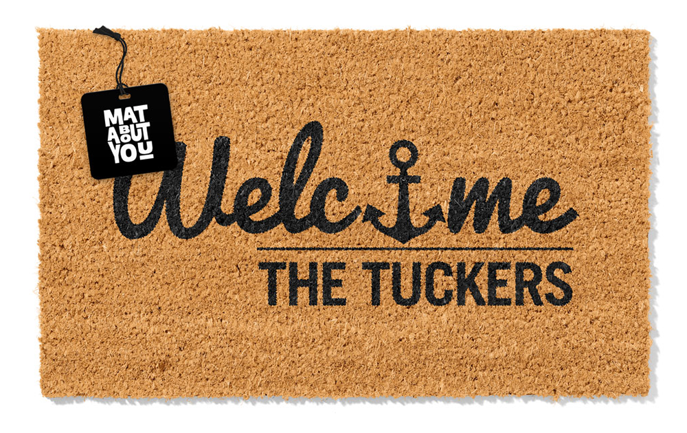 Welcome Anchor Doormat – Personalised Nautical Mat with Family Name