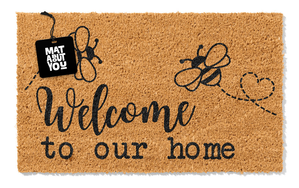 Welcome to Our Home Doormat – Bee Design Coir Mat