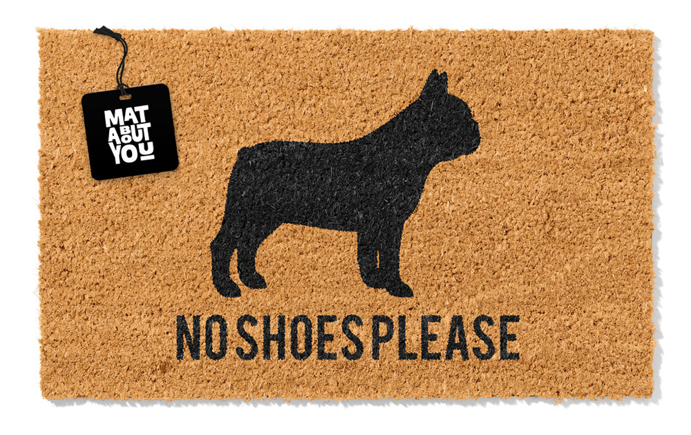 No Shoes Please Doormat – French Bulldog Coir Mat