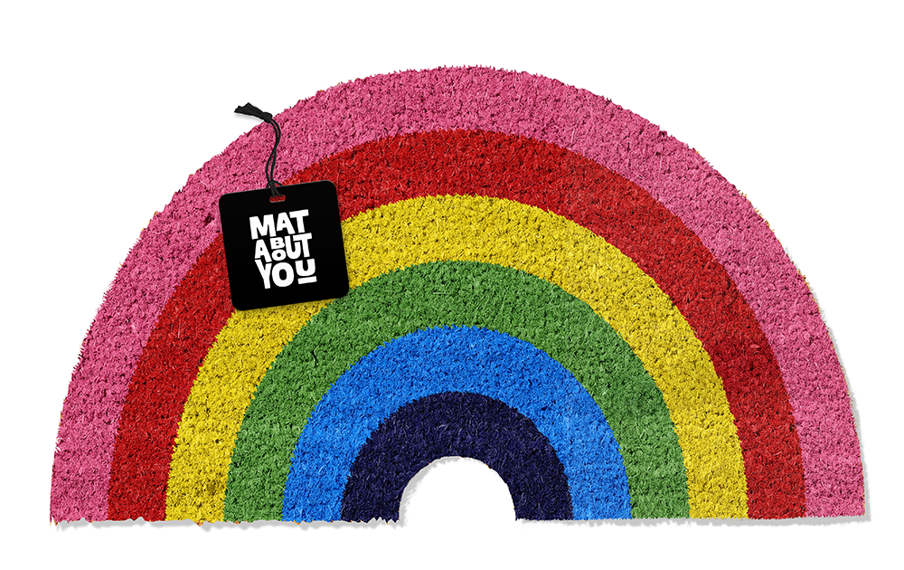 Colourful Rainbow Doormat UK – Semi-Circle Coir Entryway Mat 40x60cm |